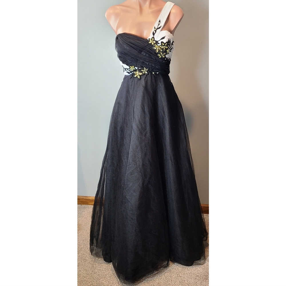 Y2K vintage beaded prom dress Hoco Dark Fairy Princess Whimsigoth Black White